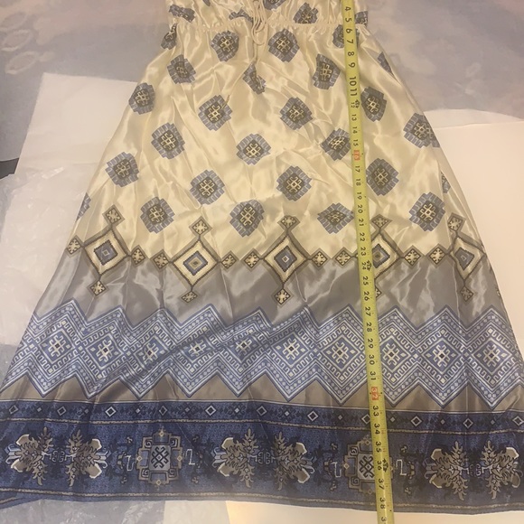 BANANA REPUBLIC MAXI DRESS FULL LENGTH DRESS NEW SILK SCARF PRINT BOHO GEOMETRIC - Picture 14 of 16